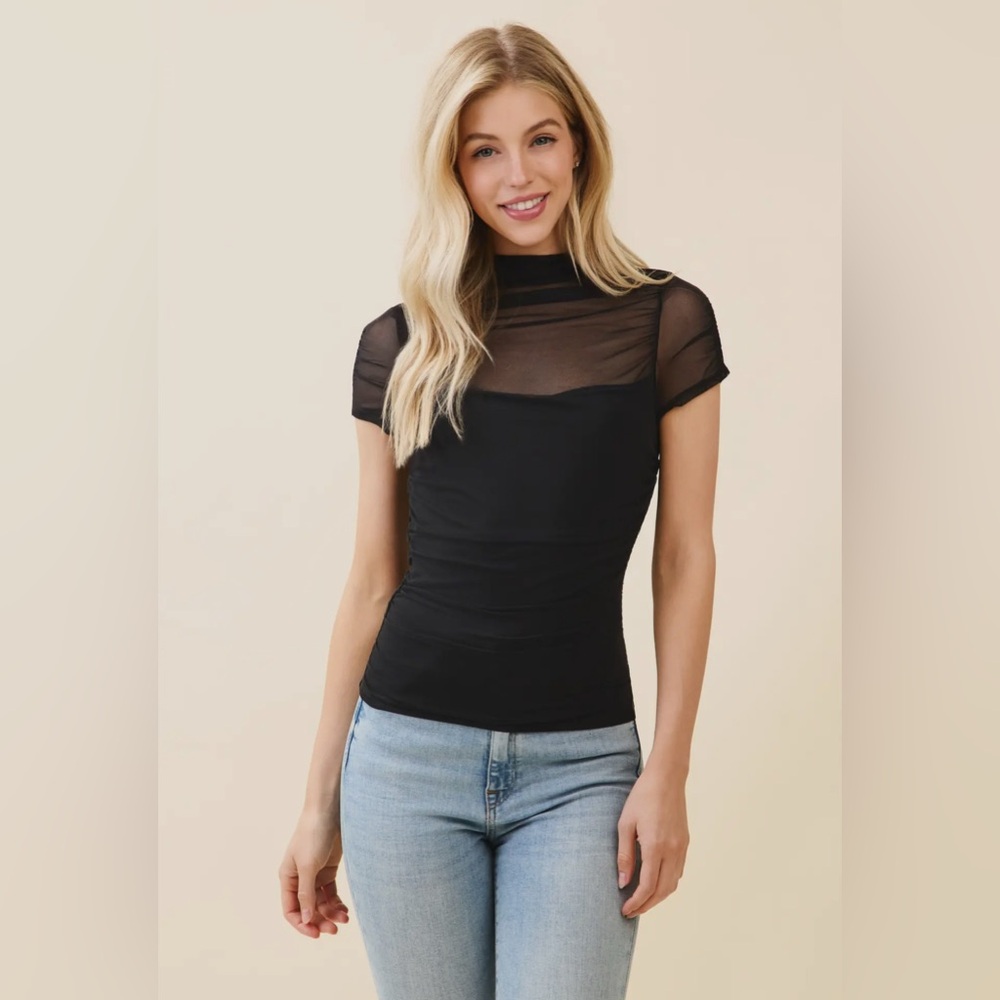 233. MESH CAP SLEEVE TOP